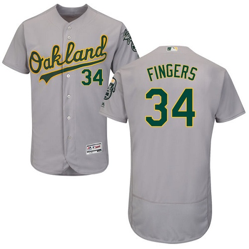 Athletics #34 Rollie Fingers Grey Flexbase Authentic Collection Stitched MLB Jersey